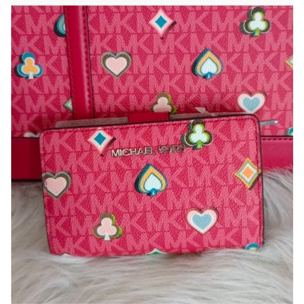 MICHAEL KORS Large Jet Set Raspberry Tote Bag & Matching Wallet - Picture 8 of 8